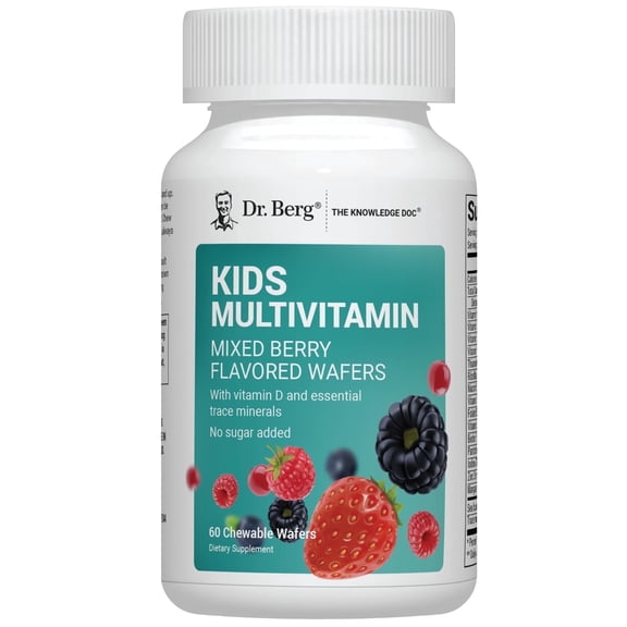 Dr. Berg Kids Multivitamin Mixed Berry Flavored Kids Chewable Multivitamin, 60 Wafers