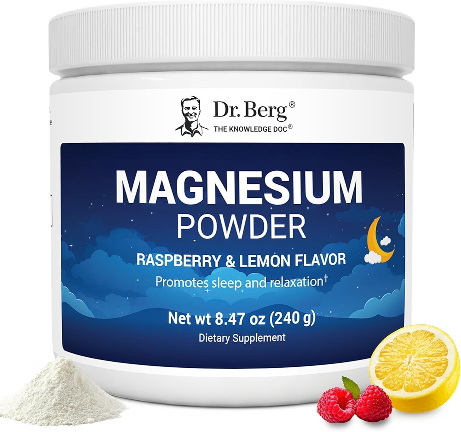 Dr. Berg Magnesium Glycinate Powder - Stress Relief, Mood & Sleep Support with Vitamin D, B6 & Zinc, 50 servings