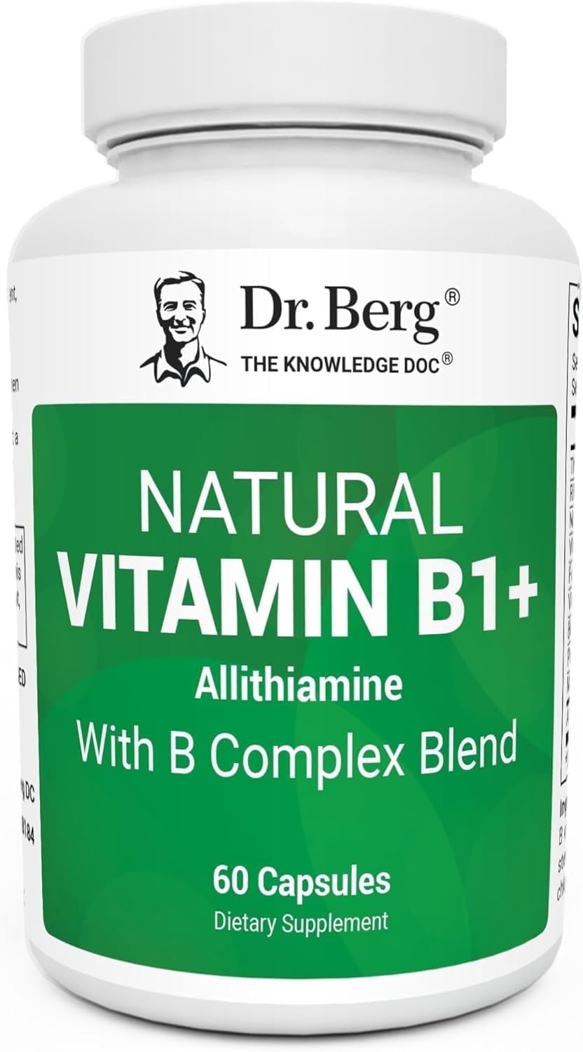 Dr. Berg Natural Vitamin B1 + with B Complex Blend - Allithiamine Vitamin B1, 60 Capsules