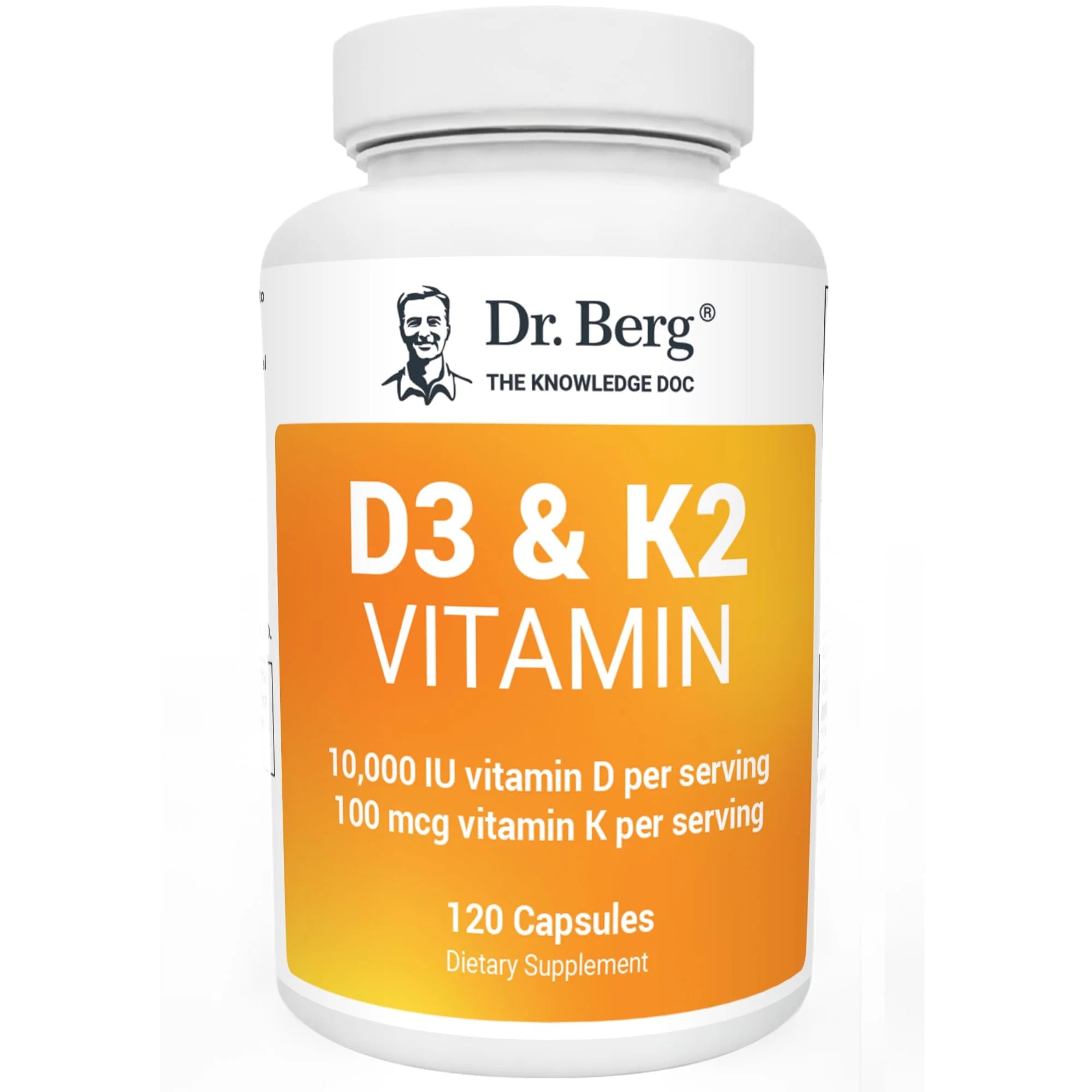 Dr. Berg Vitamin D3 & K2 Supplement, 120 Capsules