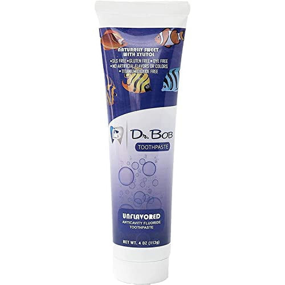 Dr. Bob Unflavored Toothpaste Natural Xylitol Baby Toddler Kids Toothpaste with Fluoride for