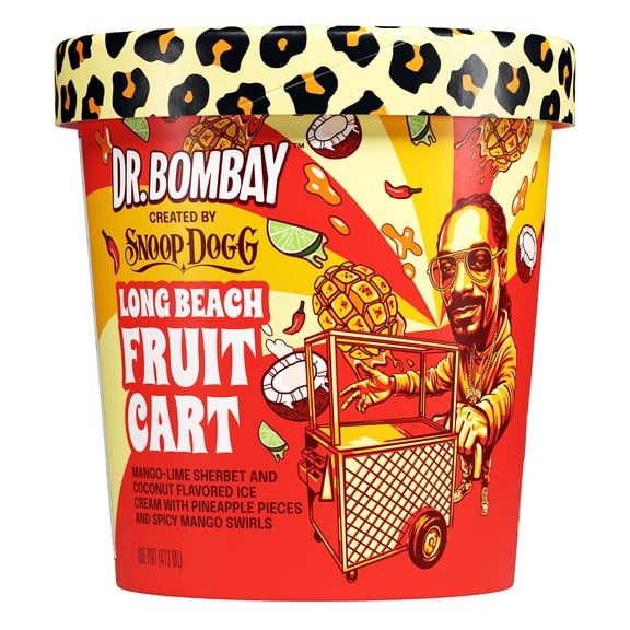 Dr. Bombay Long Beach Fruit Cart Coconut Ice Cream & Mango Lime Sherbet with Pineapple Pieces, 16 oz