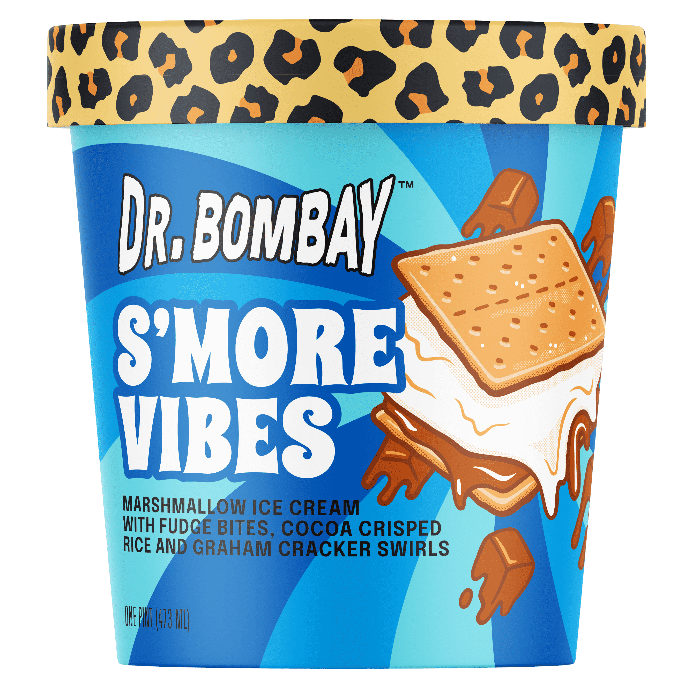 Dr. Bombay S'more Vibes Ice Cream, 1 Pint, 16oz, Marshmallow Ice Cream
