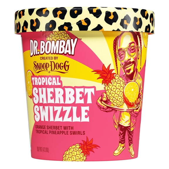 Dr. Bombay Tropical Sherbet Swizzle Orange Sherbet with Pineapple Swirls, 16 fl oz