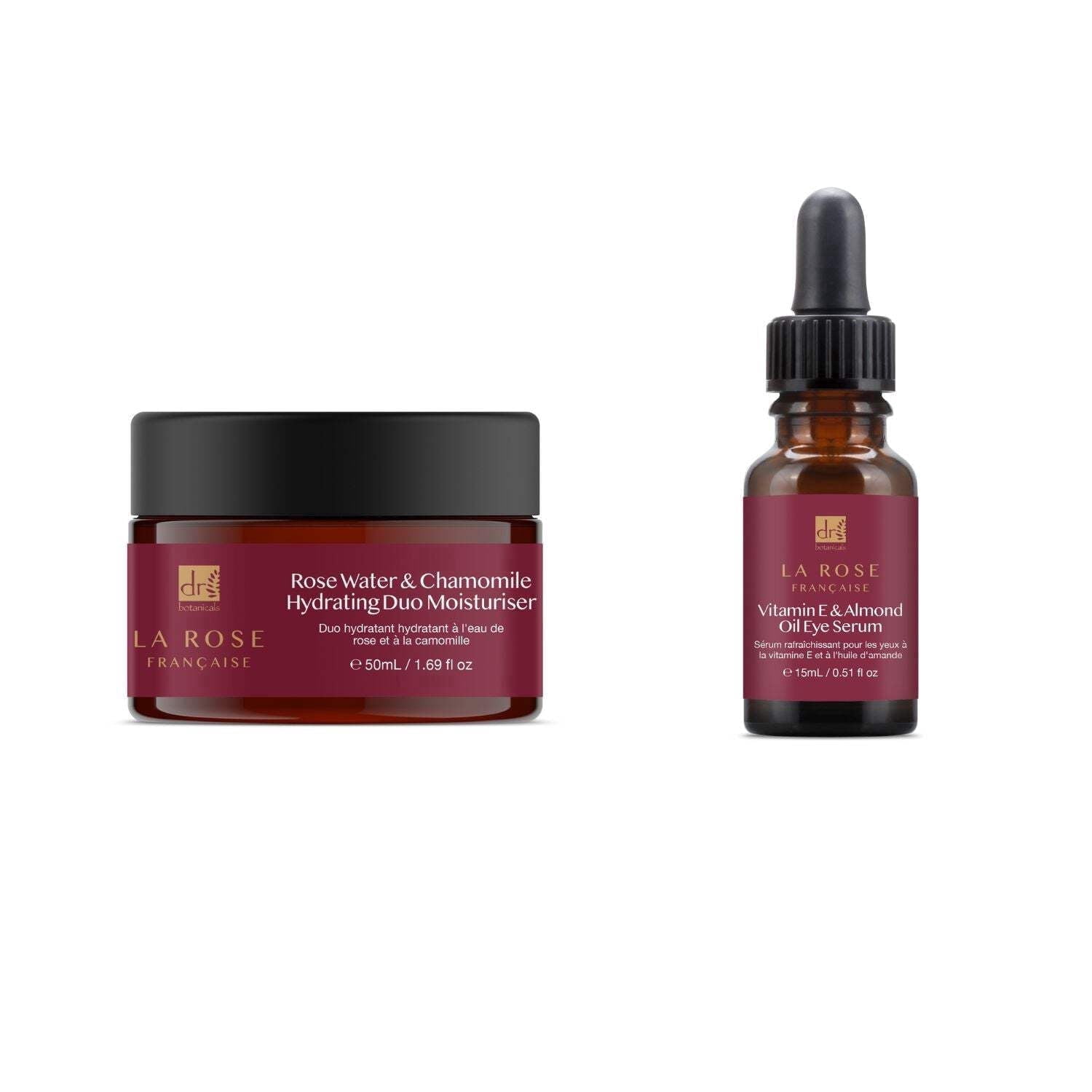 Dr Botanicals La Rose Française Anti-Ageing Moisturizer & Eye Serum Kit for Fine Lines, Dryness & Radiance