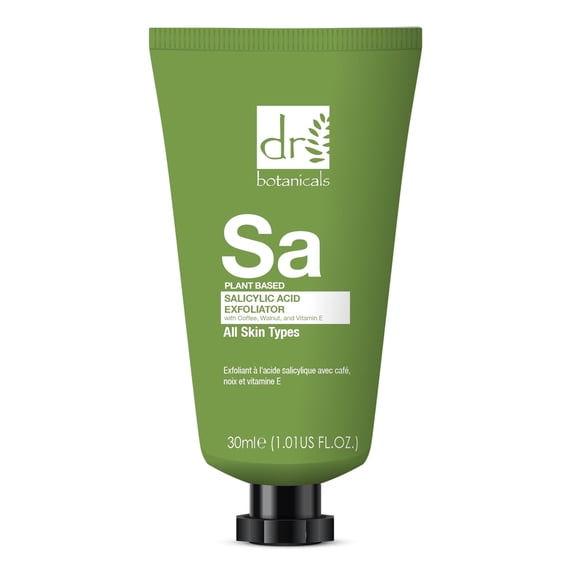 Dr Botanicals Salicylic Acid Exfoliating Face Scrub with Coffee, Walnut & Vitamin E, Facial Exfoliator for Pores, Texture & Dull Skin, 30ml