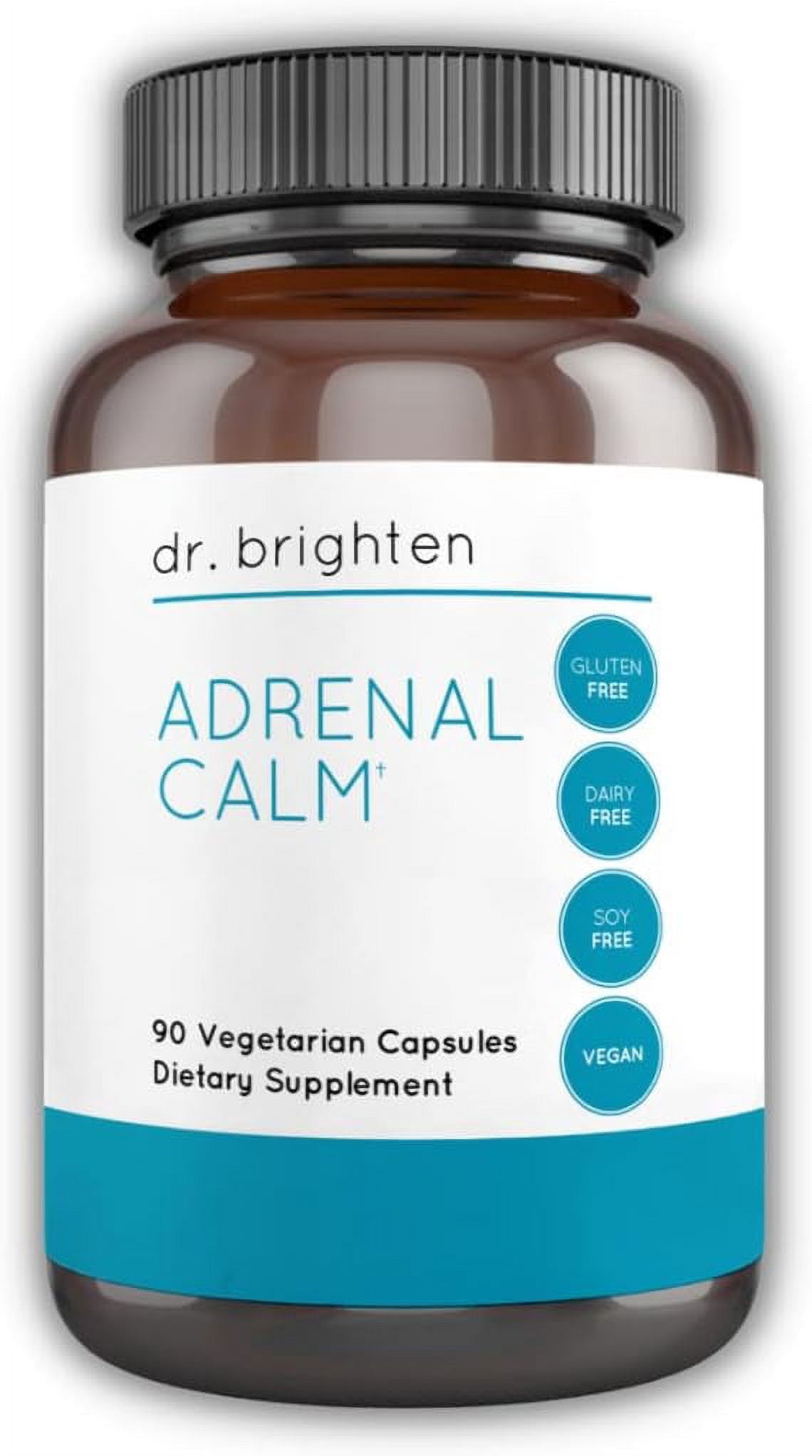 Dr. Brighten Adrenal Calm — Ashwagandha, B Vitamins, Lemon Balm and Amino Acids for Stress Relief, Better Sleep and Balanced Cortisol, Non-GMO — 90 Capsules