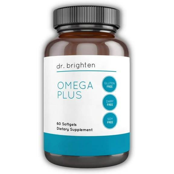 Dr. Brighten Omega Plus 1500 mg of EPA/DHA Non-GMO Fish Oil Supplement for Heart, Brain, and Immune System 60 Softgels