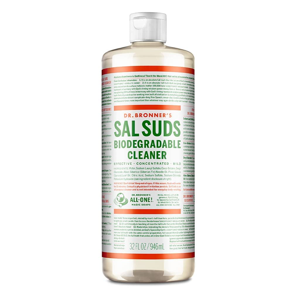 Dr. Bronner,S - Sal Suds Biodegradable Cleaner (32 Ounce) - All-Purpose Cleaner, Pine Cleaner For Floors, Laundry And Dishes, Concentrated, Cuts Grease And Dirt, Powerful Cleaner, Gentle On Skin