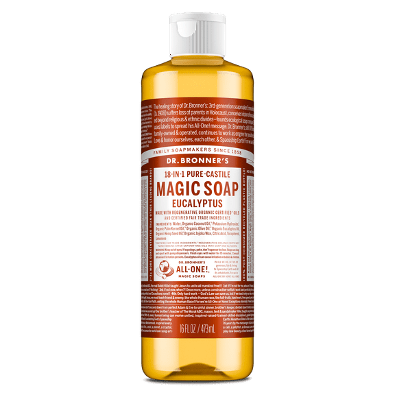 Dr. Bronner's Magic Soap - Eucalyptus - Pure-Castile Liquid Soap - 16 oz - for face, body wash, hands