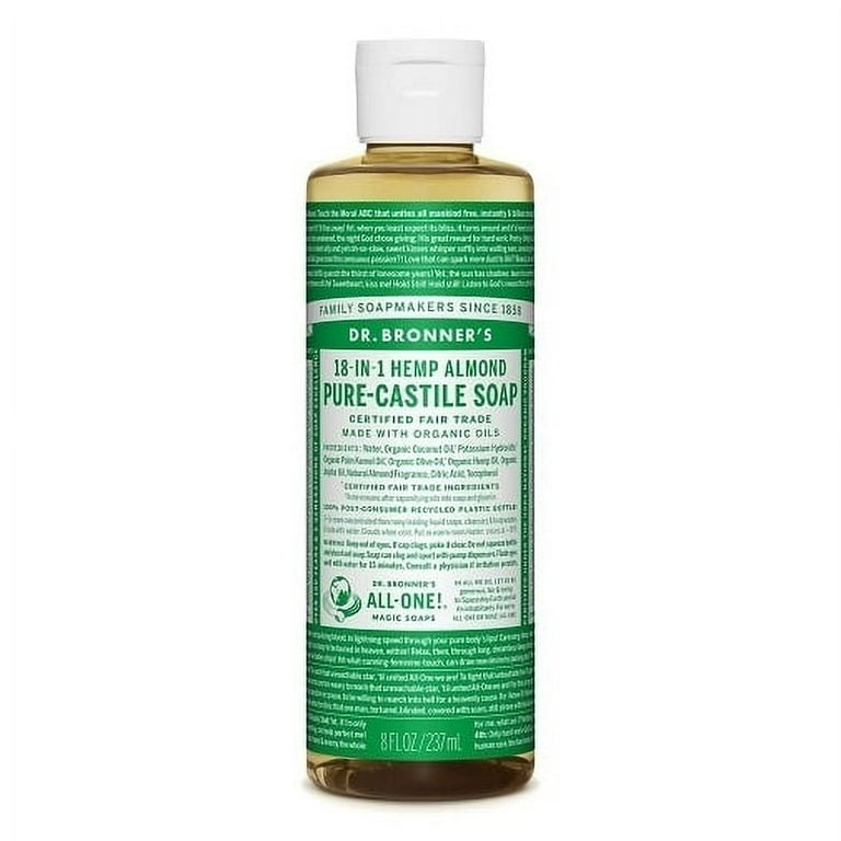 Dr. Bronner's 18-In-1 Hemp Pure-Castile Soap, Almond, 8.0 Fl Oz