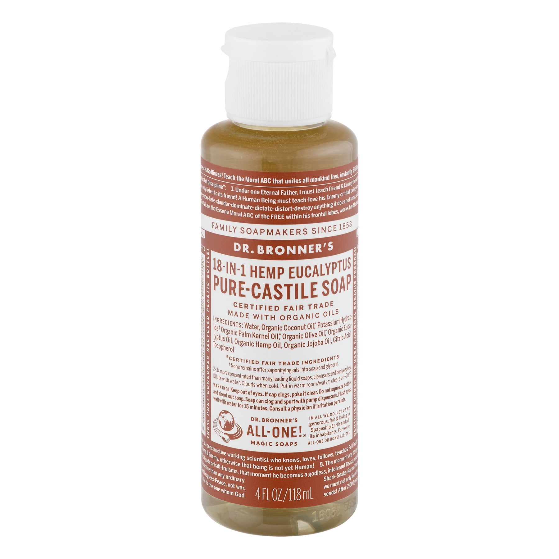 Dr. Bronner's 18In1 Hemp PureCastile Soap Eucalyptus, 4.0 FL OZ