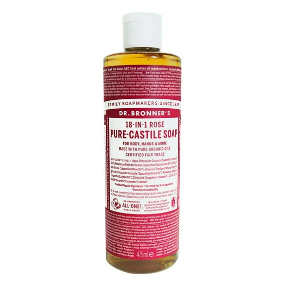 Dr. Bronner's Organic Pure Castile Liquid Soap, Rose, 16 oz