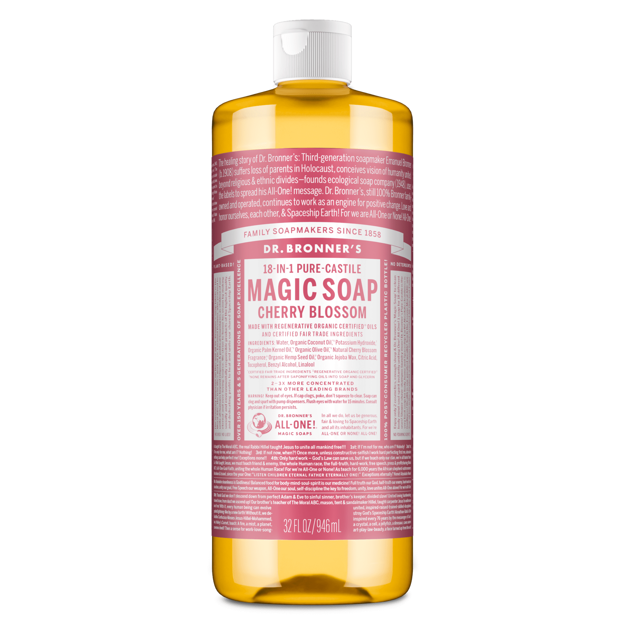 Dr. Bronner's 18-in-1 Pure-Castile Magic Soap® - Cherry Blossom - 32 oz - for face, body, hands