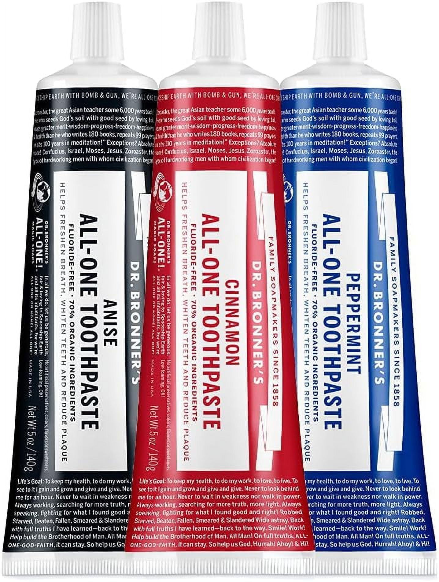 Dr. Bronner's AllOne Toothpaste, 3Pack Variety (5 oz) Organic, FluorideFree, SLSFree