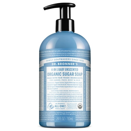Dr. Bronner's Organic Sugar Soap – Baby Unscented – 24 oz