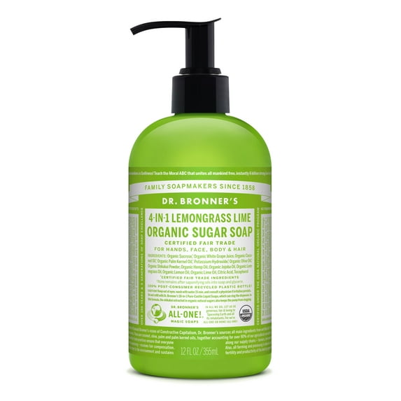 Dr. Bronner's Lemongrass Lime Sugar Pump Soap - 12 oz