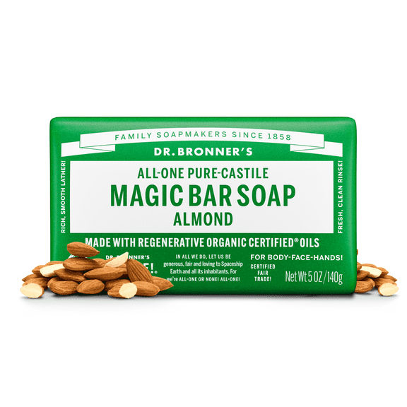 Dr.Bronner's Magic Bar Soap, Almond, Pure-Castile Soap, 5 oz