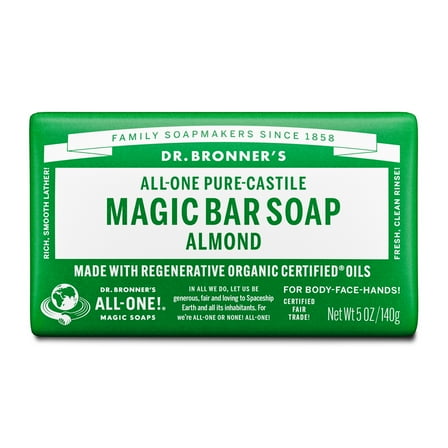 Dr. Bronner's Magic Bar Soap - Almond - Pure-Castile Soap - 5 oz - for face, body, hands