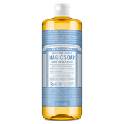 Dr. Bronner's Magic Soap - Unscented - Pure-Castile Liquid Soap - 32 fl oz – for Face, Body Wash, Hands
