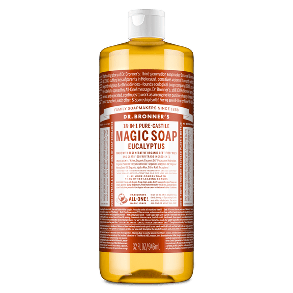 Dr. Bronner's Magic Soap - Eucalyptus - Pure-Castile Liquid Soap - 32 fl oz for Face, Body Wash, Hands