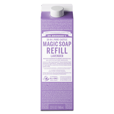 Dr. Bronner's Magic Soap - Lavender - Pure-Castile Liquid Refill Carton - 32 oz – for face, body wash, hands