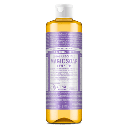 Dr. Bronner's Magic Soap - Castile Liquid - Lavender - 16 oz - 18-in-1 uses - Adults, Teens, Children