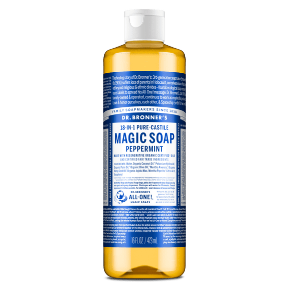 Dr.Bronner's Magic Soap, Peppermint, Pure-Castile Body Wash Liquid Soap, 16 fl oz
