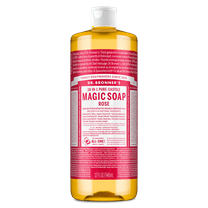 Dr. Bronner's Magic Soap - Rose - Pure-Castile Liquid Soap - 32 oz – for face, body wash, hands