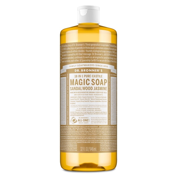 Dr.Bronner's Magic Soap, Sandalwood Jasmine, Pure-Castile Body Wash Liquid Soap, 32 fl oz