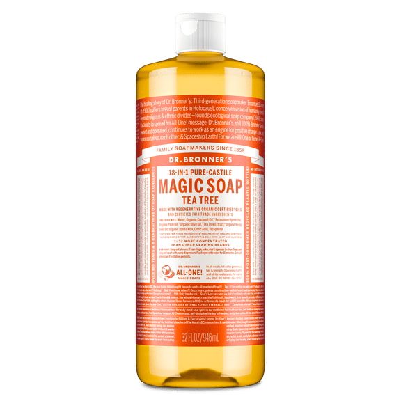 Dr. Bronner's Magic Soap - Tea Tree - Pure-Castile Liquid Soap - 32 oz for face, body wash, hands
