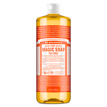 Dr. Bronner's Magic Soap - Tea Tree - Pure-Castile Liquid Soap - 32 oz – for face, body wash, hands