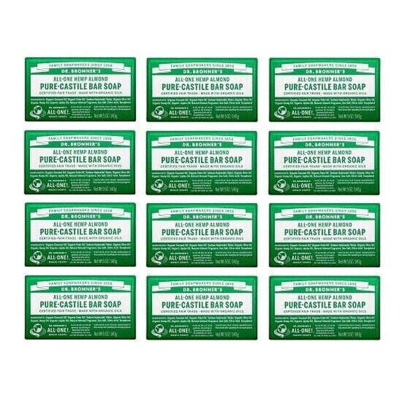 Dr. Bronner's Magic Soaps: Pure Castile Bar Soap, Almond 5 oz (12 pack)