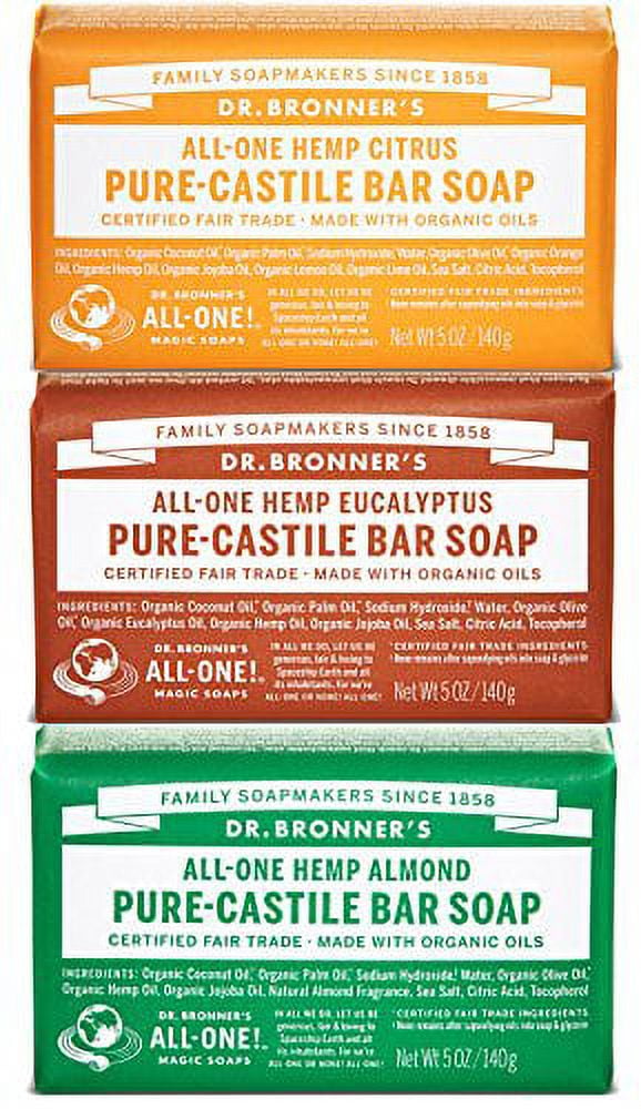 Dr. Bronner's Magic Soaps PureCastile Soap, Variety Pack, 5Ounce Bars