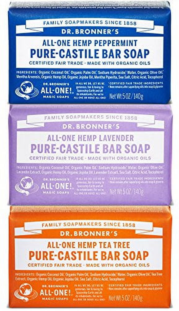 Dr. Bronner's - Pure-Castile Bar Soap (Lavender, 5 ounce, 6-Pack) - Made  with Organic Oils, For Face…See more Dr. Bronner's - Pure-Castile Bar Soap