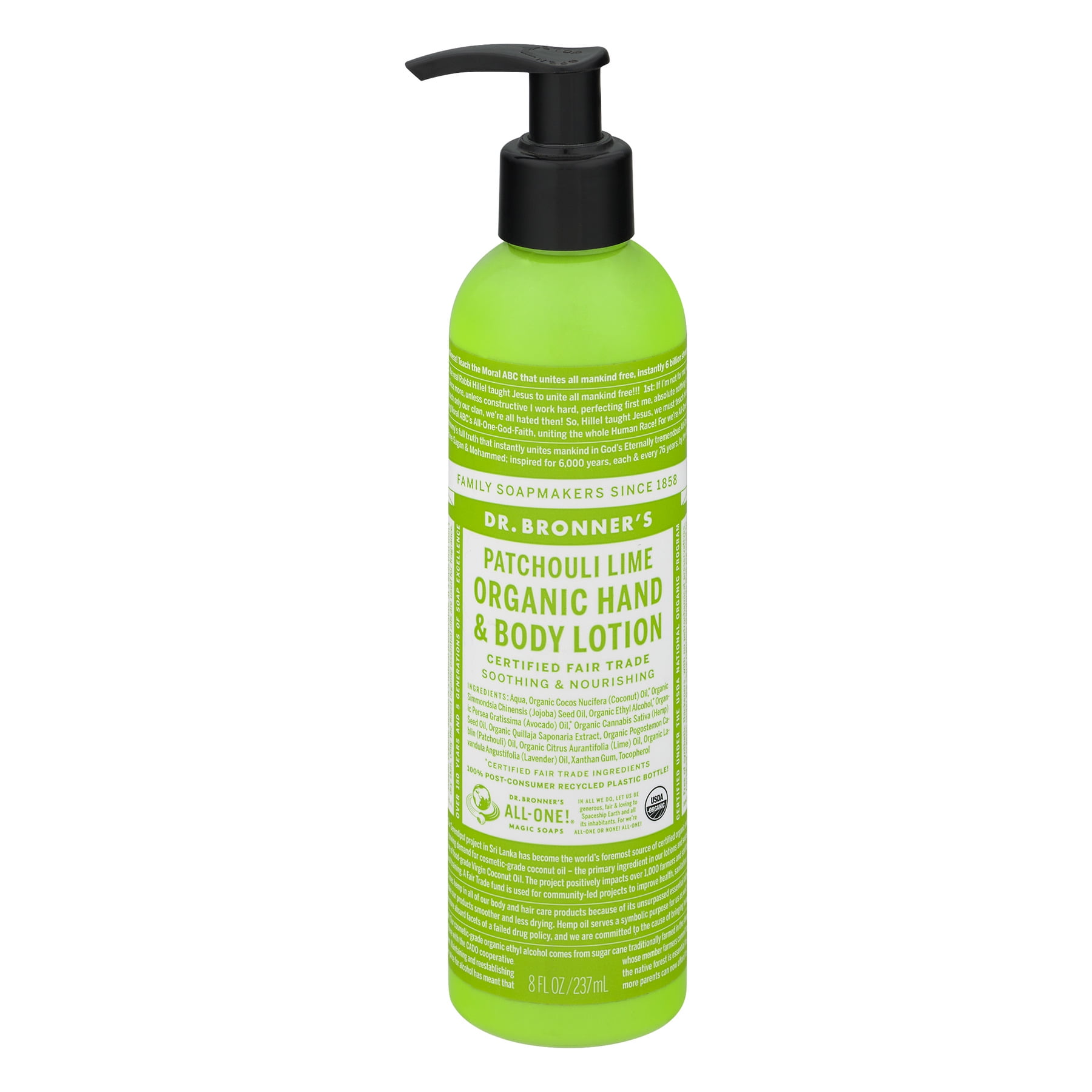 Dr. Bronner's Organic Hand & Lotion Patchouli Lime, 8.0 FL OZ