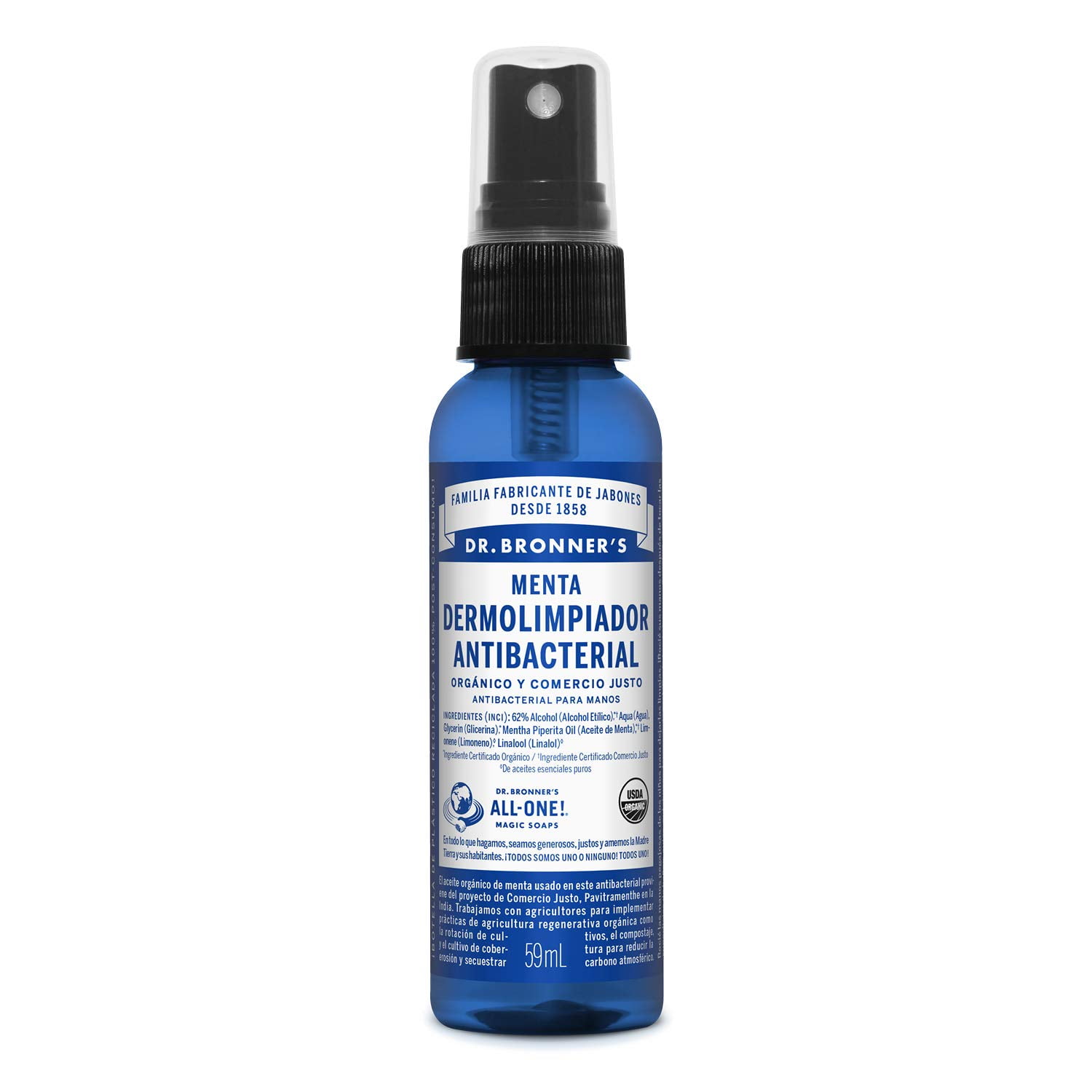 Dr. Bronner's - Organic Hand Sanitizer Spray (Peppermint Hand Sanitizer, 2 Ounce, 12-Pack) - Simple and Effective Formula, Kills Germs and Bacteria, No Harsh Chemicals, Moisturizes and Cleans Hands