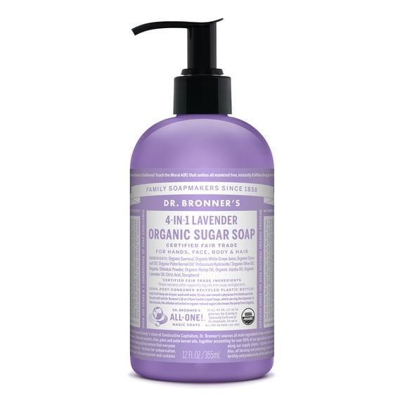 Dr. Bronner's Organic Lavender Sugar Pump Soap 12oz