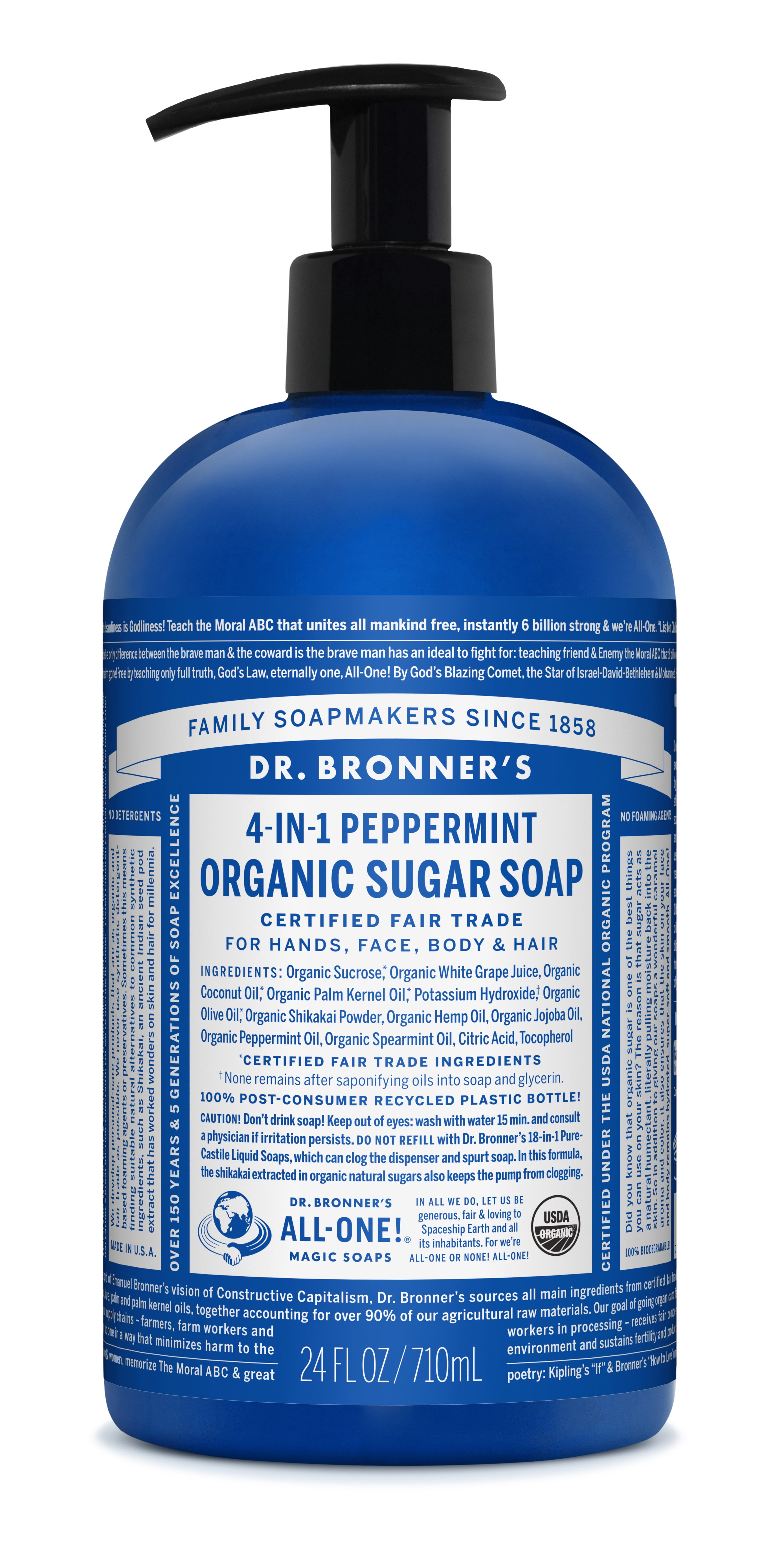 Dr. Bronner's Organic Sugar Soap – Peppermint – 24 oz - Walmart.com