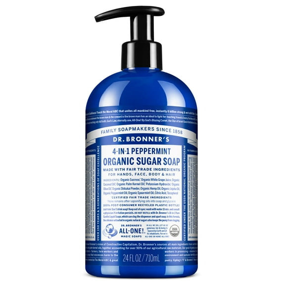 Dr. Bronner's Organic Peppermint Sugar Pump Soap 24oz
