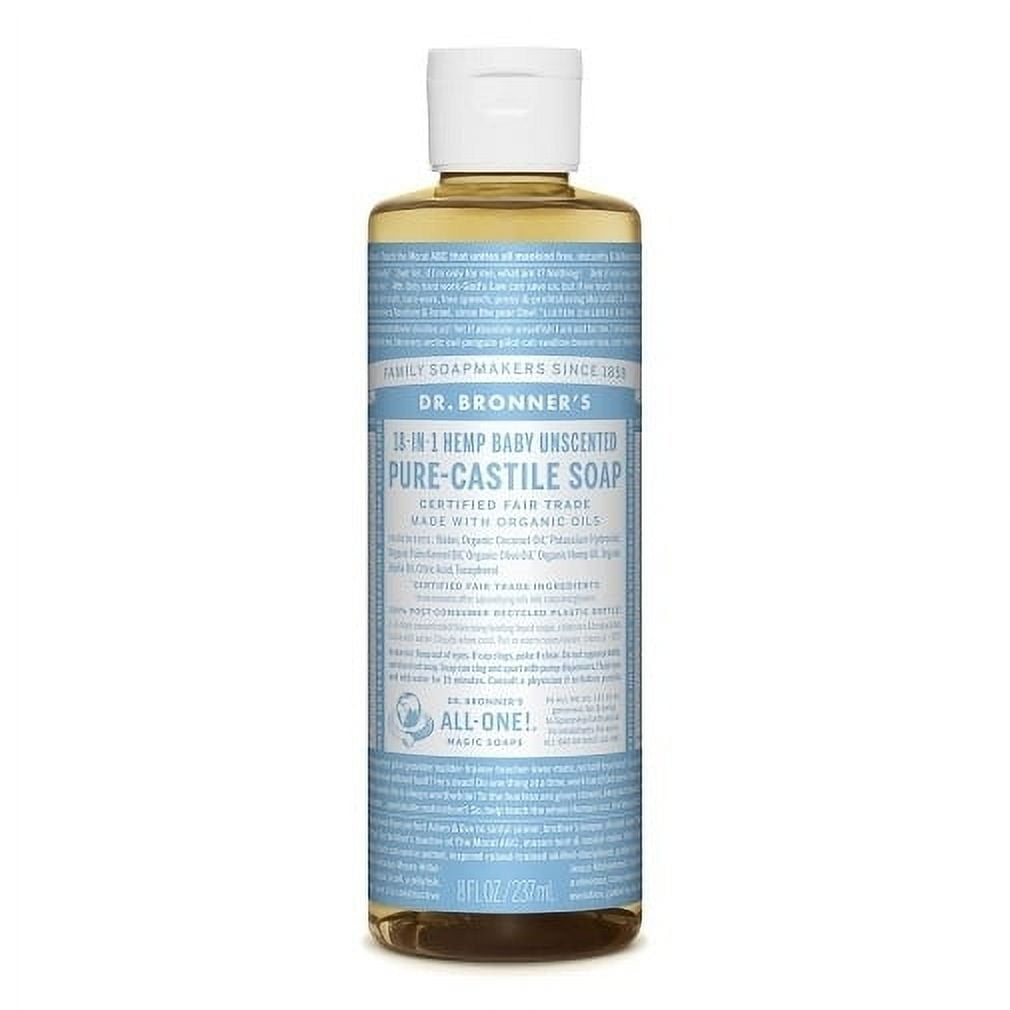 Dr. Bronner's Organic Pure Castile Liquid Soap Baby Mild Unscented 8 fl oz