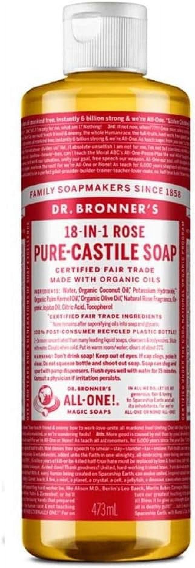 Dr. Bronner's Organic Pure Castile Liquid Soap, Rose, 16 oz