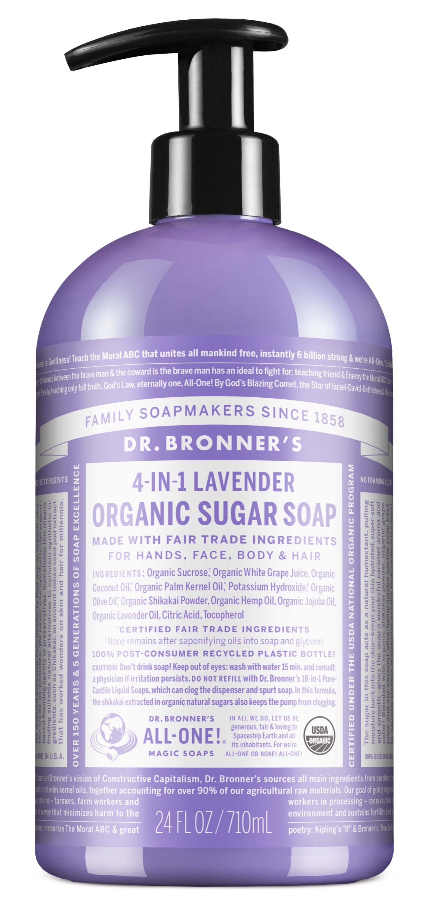 Dr. Bronner's Organic Sugar Soap Lavender 24 oz