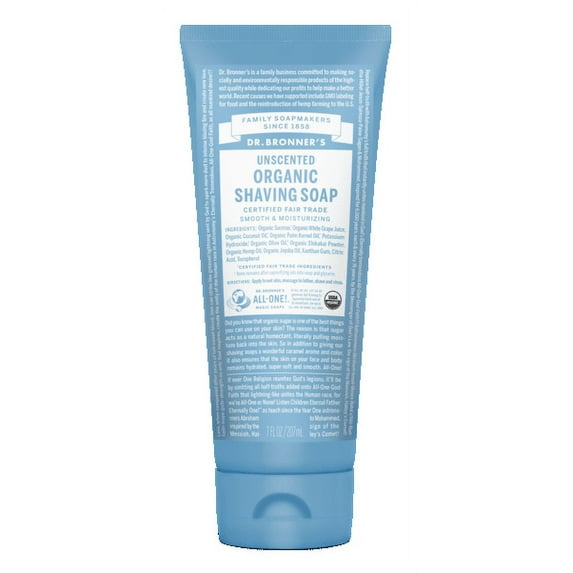Dr. Bronner's Organic Unscented Shaving Soap 7oz
