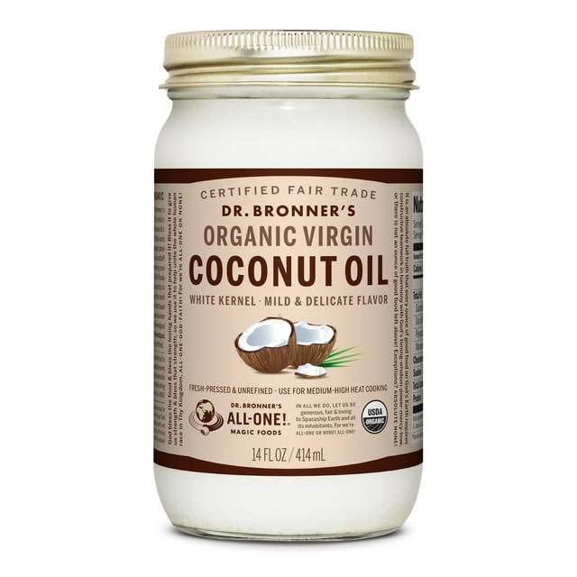 Dr. Bronner's Organic Virgin White Kernel Coconut Oil, 14 Fl Oz