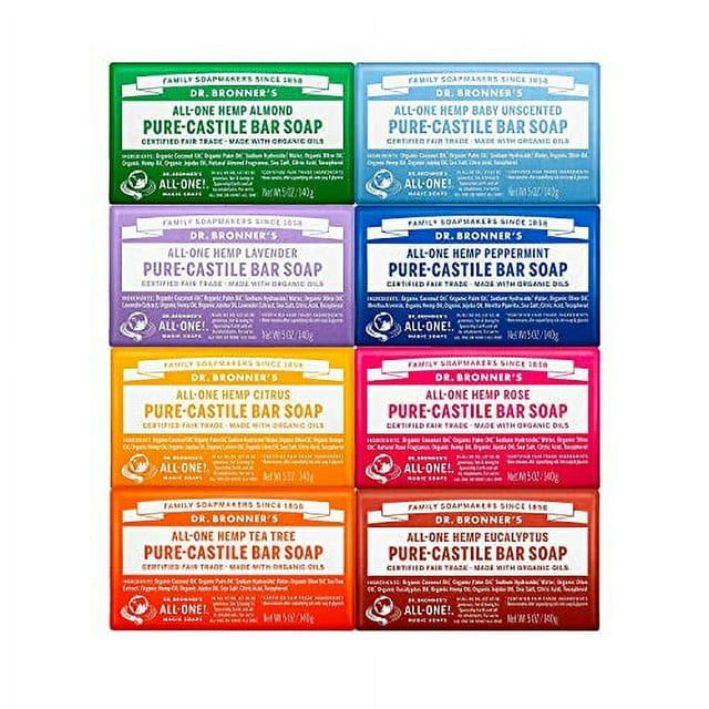 Dr. Bronner's PureCastile Bar Soap (5 oz Variety Pack) Almond