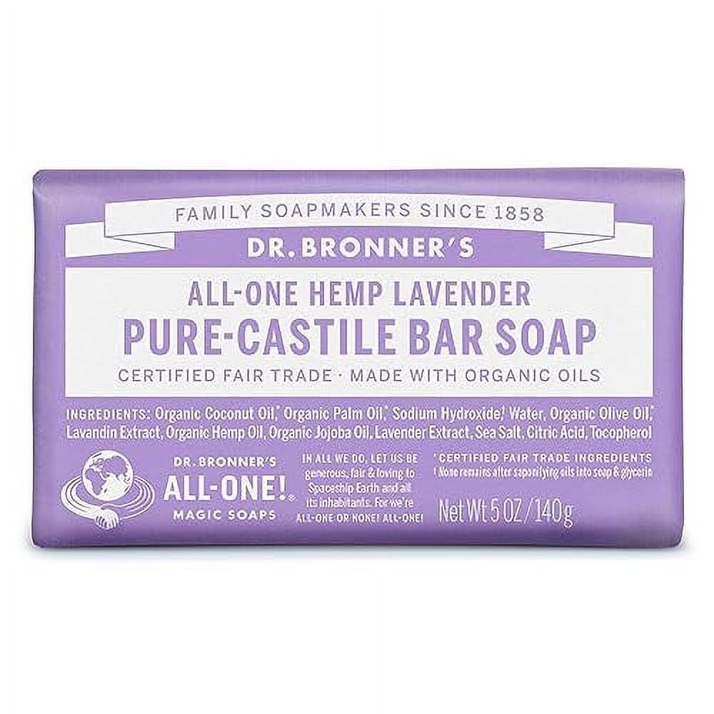 Dr. Bronner's PureCastile Bar Soap (Lavender, 5 ounce) Made with
