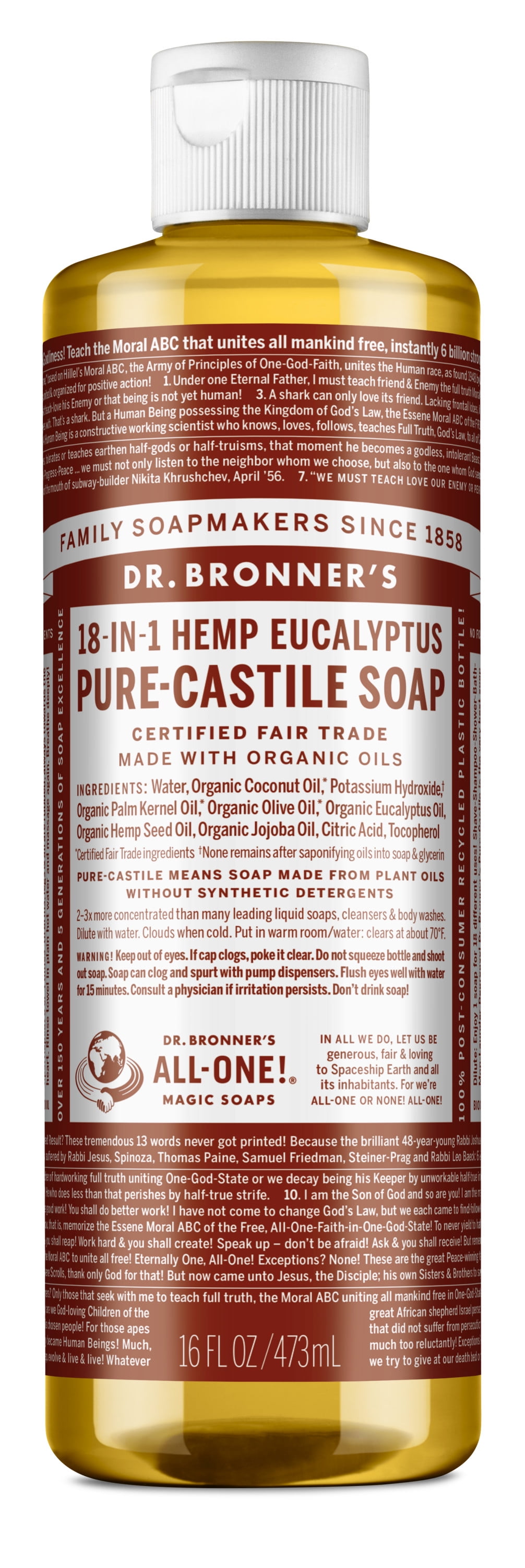 Dr. Bronner's PureCastile Liquid Soap Eucalyptus 16 oz
