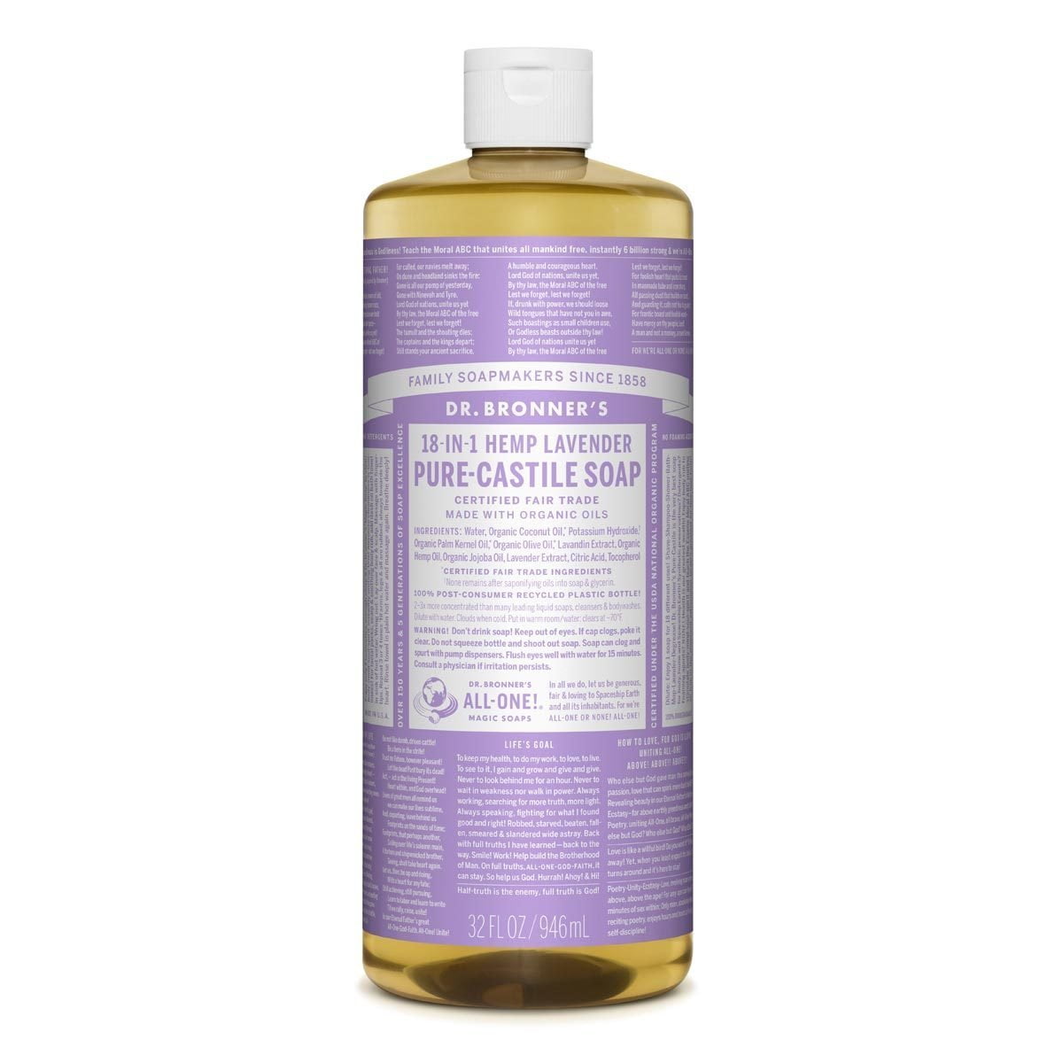 Dr. Bronner's Pure-Castile Liquid Soap – Lavender – 32 oz 