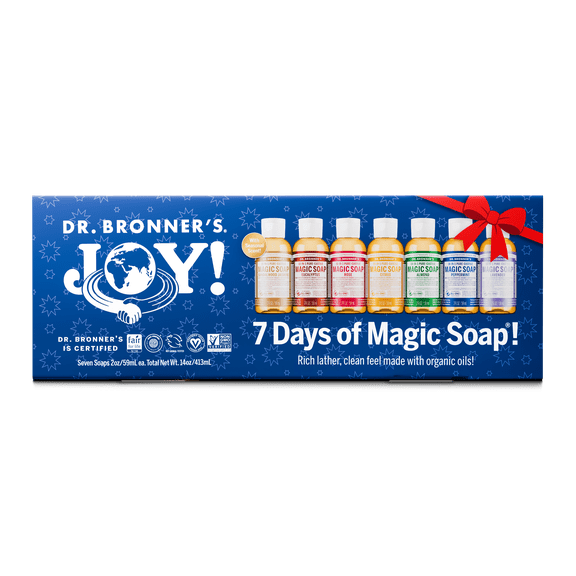 Dr. Bronner's Pure-Castile Soap 7 Day Holiday Gift Set, 2 oz, 7 Count